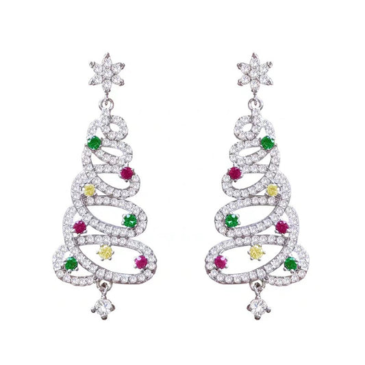 Boucles d'oreilles strass sapin de Noël