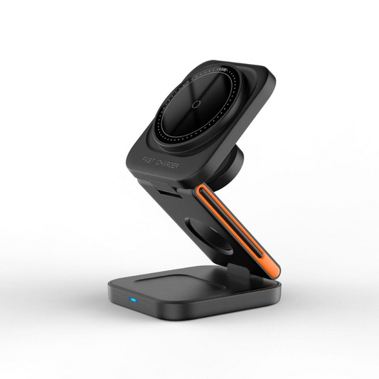 3-in-1 Wireless Charger Station – Foldable Fast Charging for Phone, Watch & Earbuds